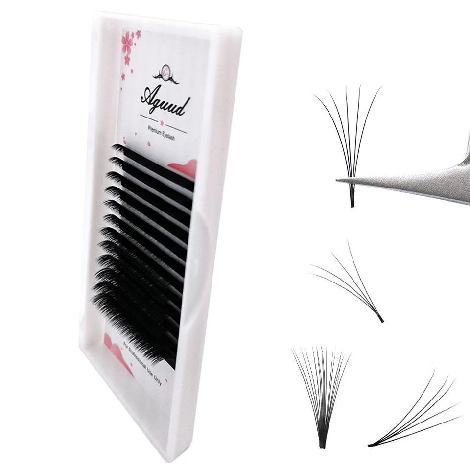 AGUUD Easy Fan Lashes Eyelash Extension Faux Mink Auto Flowering Rapid blooming fans Individual Eyelash Extension Easy Fanning