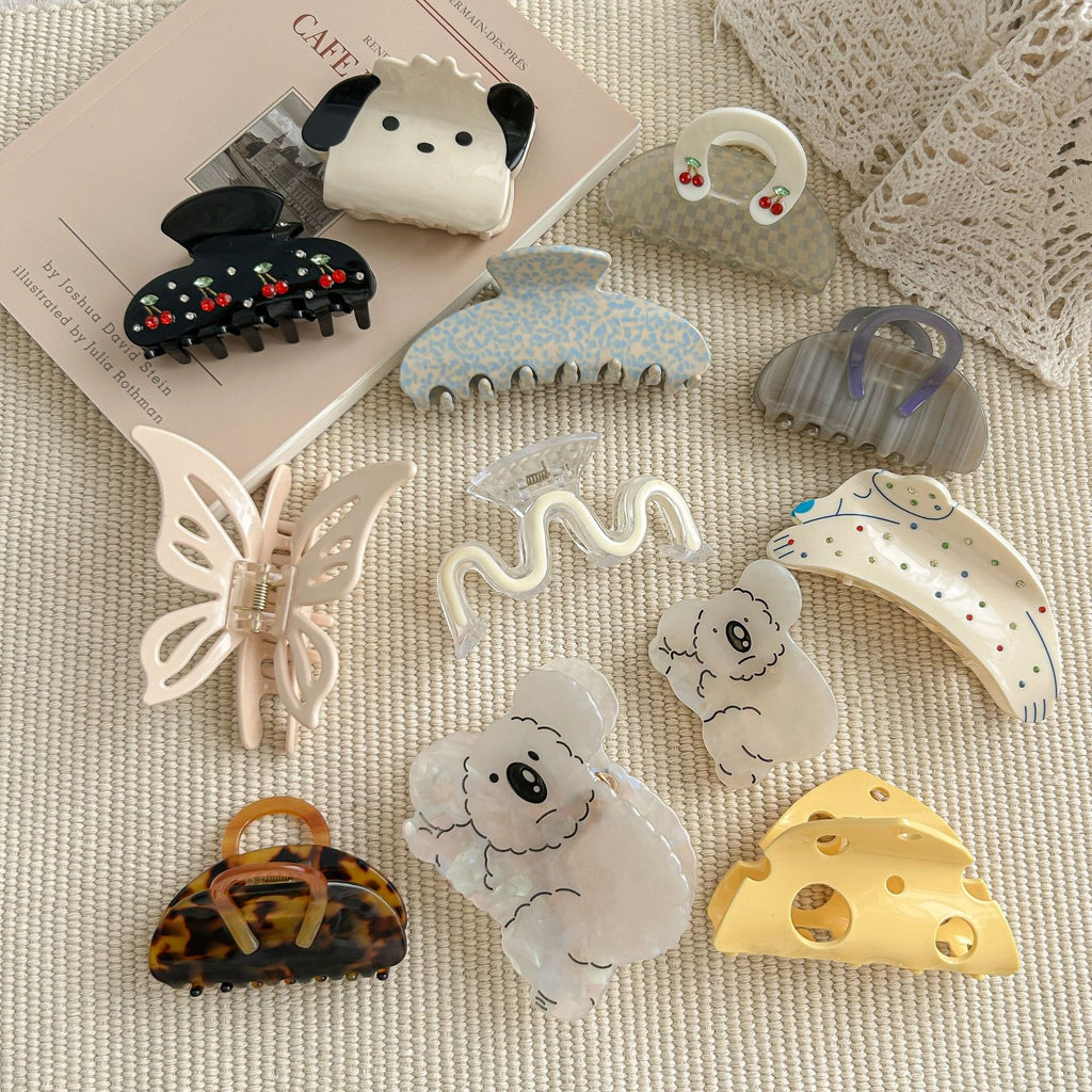 Tulip Cherry Grab Clip Premium 2024 New Maillard Grab Clip Cute Dalmatian Shark Clip Hair Accessories