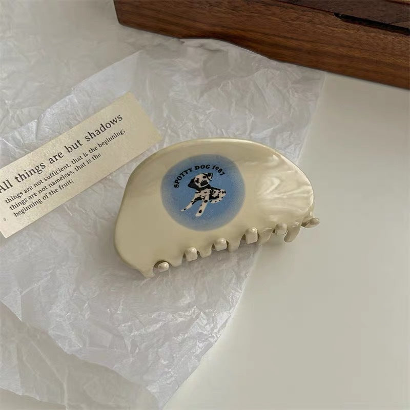 Tulip Cherry Grab Clip Premium 2024 New Maillard Grab Clip Cute Dalmatian Shark Clip Hair Accessories