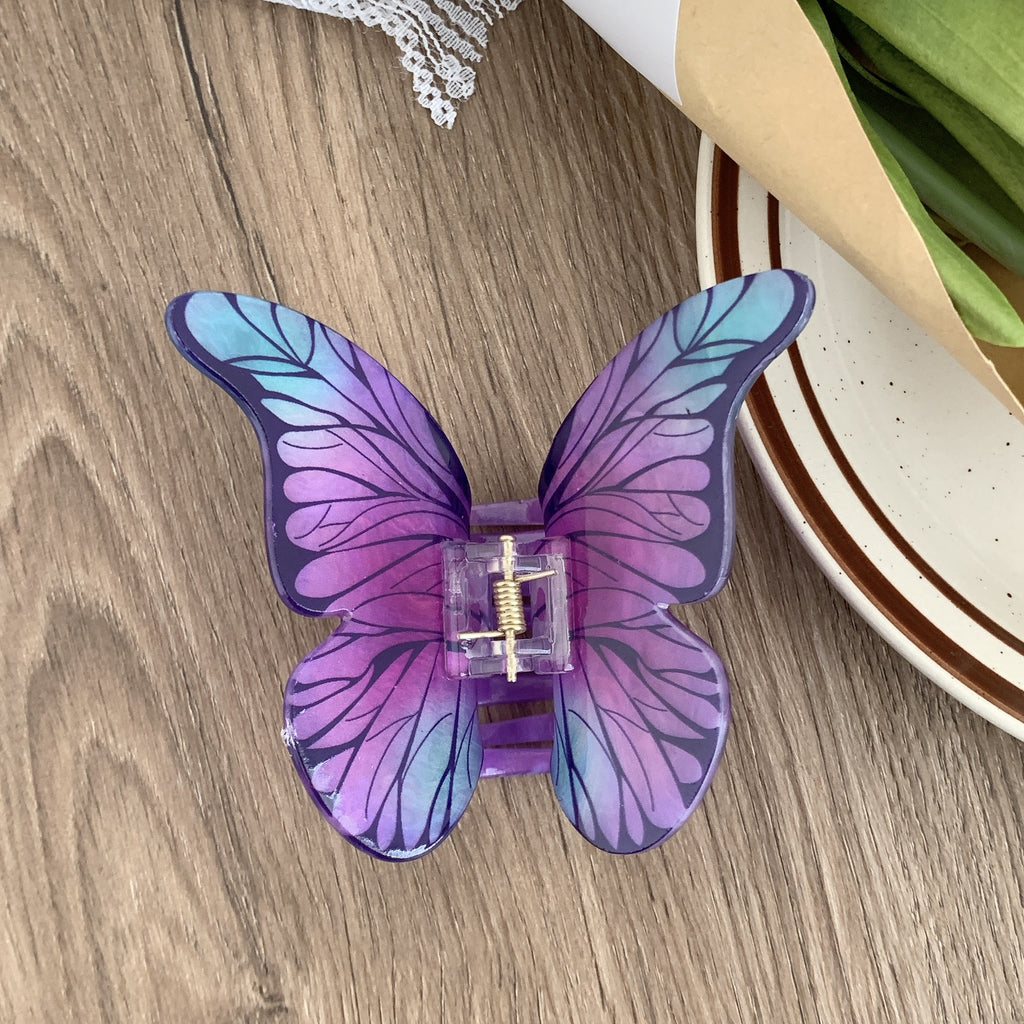 Advanced Sense Simulation Butterfly Grab Clip Temperament Beautiful Headwear Printed Hairpin Back of Head Hair Shark Clip Hair Accessories