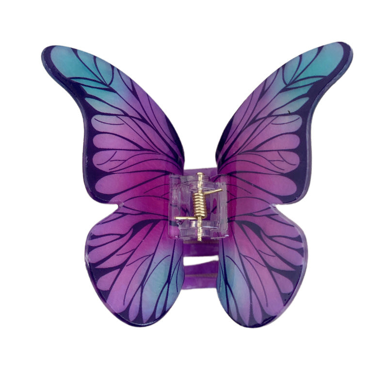 Advanced Sense Simulation Butterfly Grab Clip Temperament Beautiful Headwear Printed Hairpin Back of Head Hair Shark Clip Hair Accessories