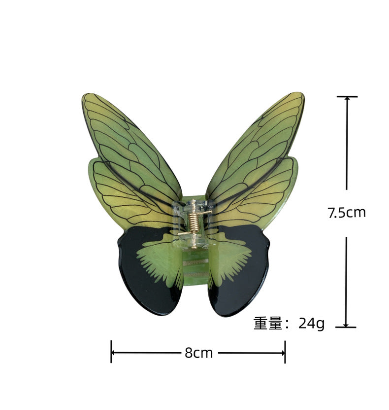 Advanced Sense Simulation Butterfly Grab Clip Temperament Beautiful Headwear Printed Hairpin Back of Head Hair Shark Clip Hair Accessories
