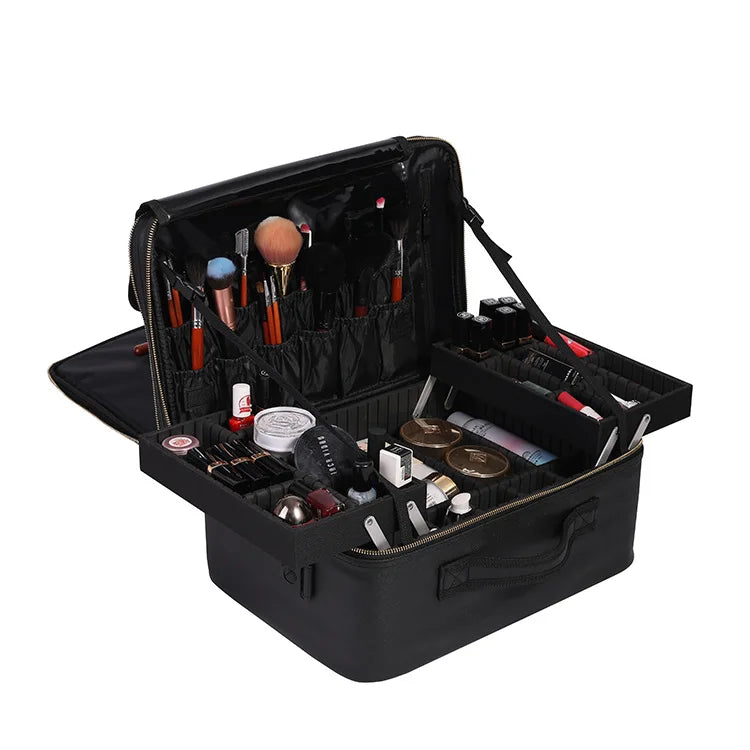 Large Capacity Makeup Box with Multi Function and Convenient Handheld Nail Art Tattoo Partition Storage Toolbox Makeup Bag