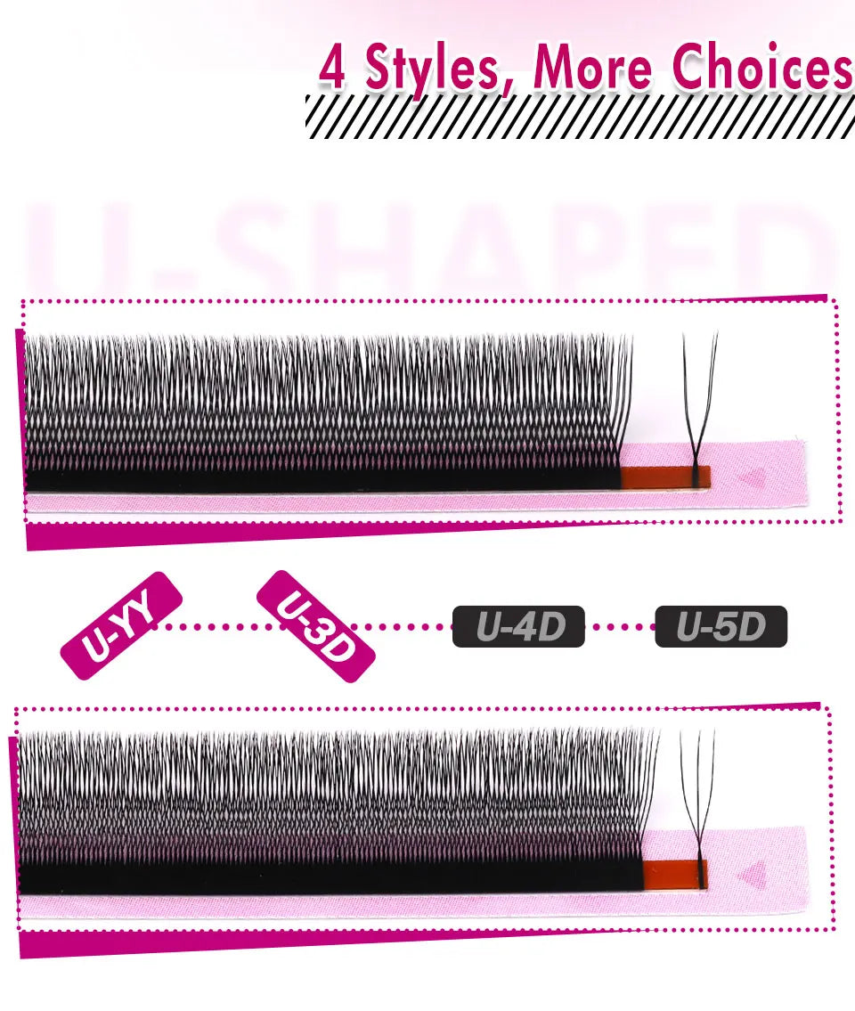NEW U-Shaped 3D 4D 5D Eyelash Extension Faux Mink Premade Fans Lashes Easy to Apply 3D Volume Hand Woven U Shape W Style Eyelash