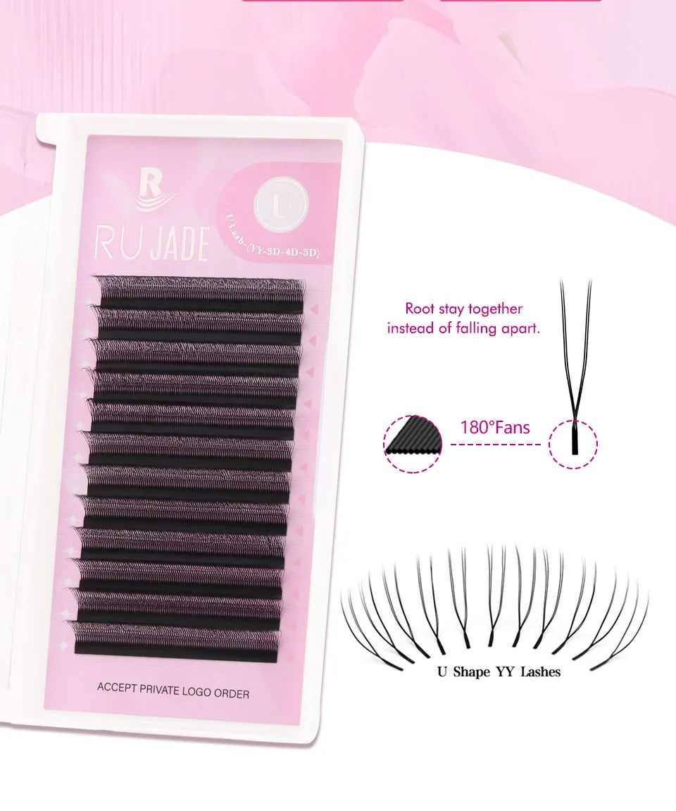 NEW U-Shaped 3D 4D 5D Eyelash Extension Faux Mink Premade Fans Lashes Easy to Apply 3D Volume Hand Woven U Shape W Style Eyelash