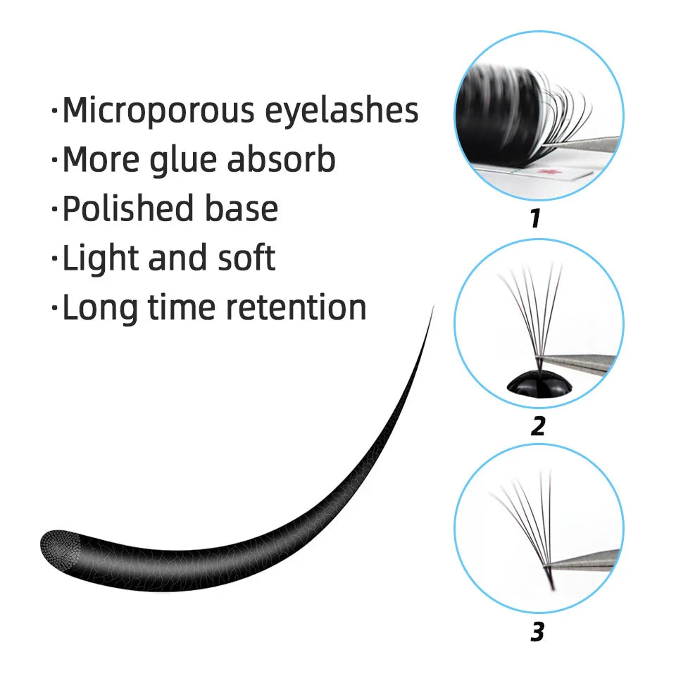 AGUUD Easy Fan Lashes Eyelash Extension Faux Mink Auto Flowering Rapid blooming fans Individual Eyelash Extension Easy Fanning