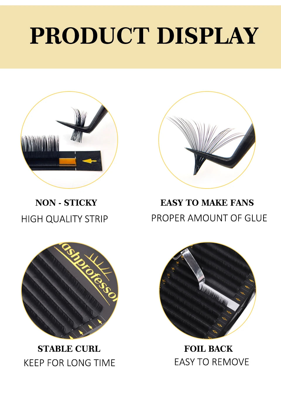 Lashprofessor Individual Eyelash Extension Long Length Classic Lashes Extensions Trays Wholesale Matte Black Soft Mink Faux Lash