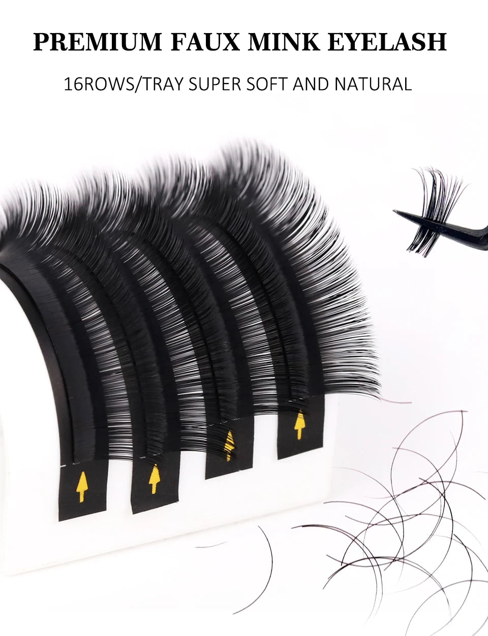 Lashprofessor Individual Eyelash Extension Long Length Classic Lashes Extensions Trays Wholesale Matte Black Soft Mink Faux Lash