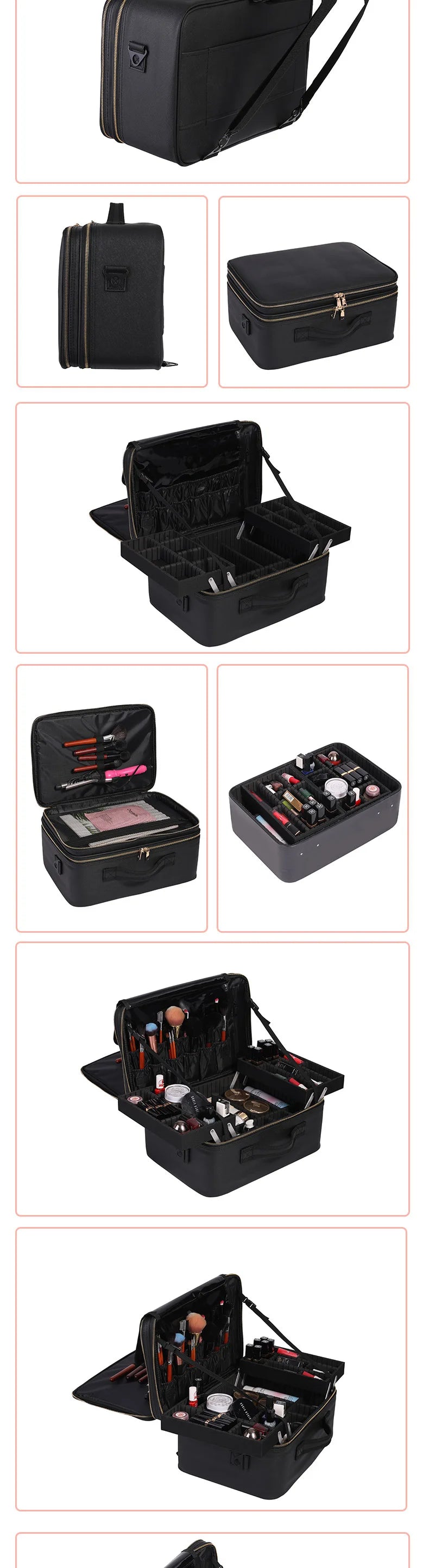 Large Capacity Makeup Box with Multi Function and Convenient Handheld Nail Art Tattoo Partition Storage Toolbox Makeup Bag