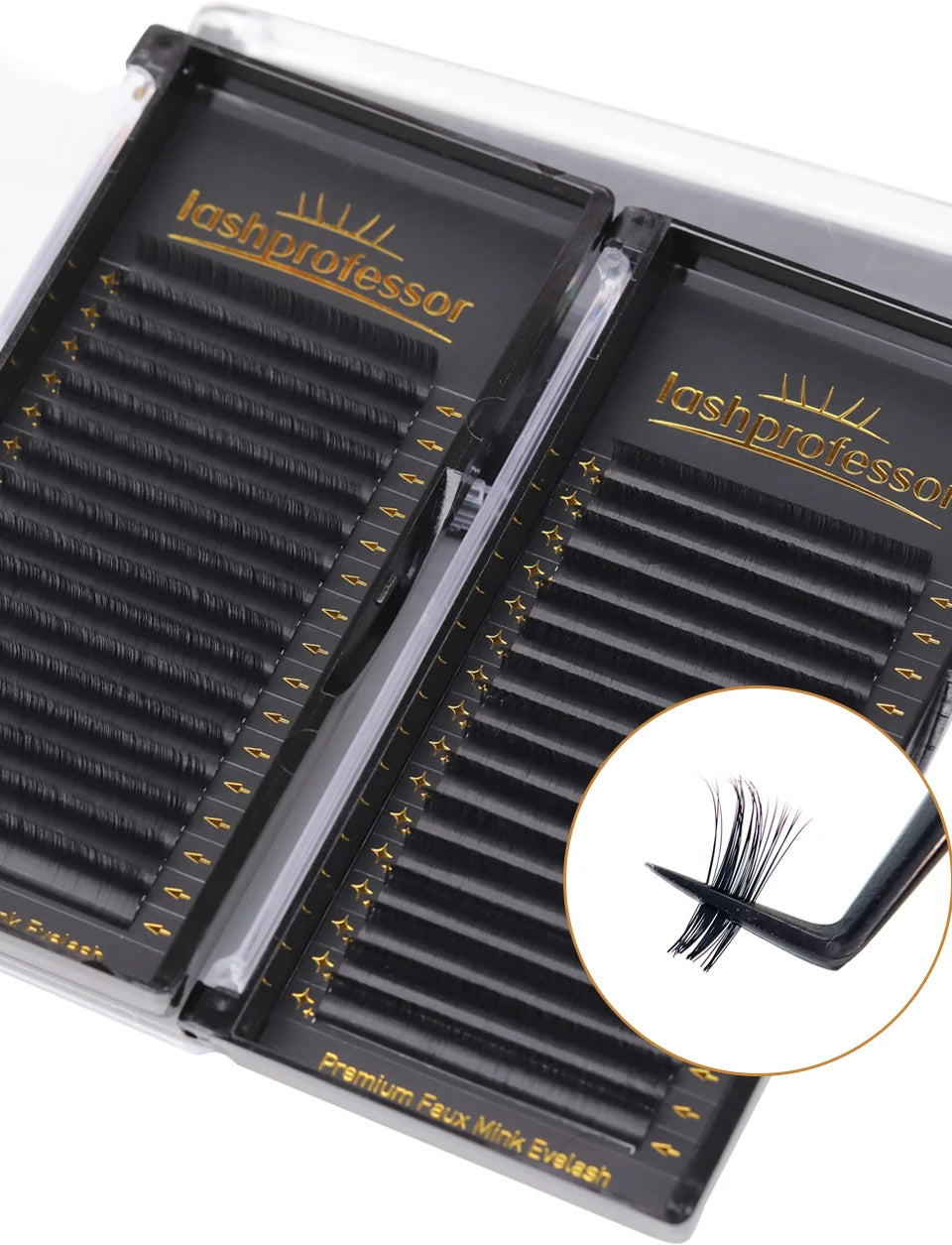 Lashprofessor Individual Eyelash Extension Long Length Classic Lashes Extensions Trays Wholesale Matte Black Soft Mink Faux Lash