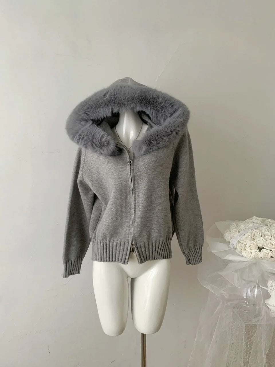 Winter Women Old Money Shoujo Girl Long Sleeve Full Zip Cardigan Sweater Cuddly Hoodies Knitwear 2000s Aesthetic Korean Fashion