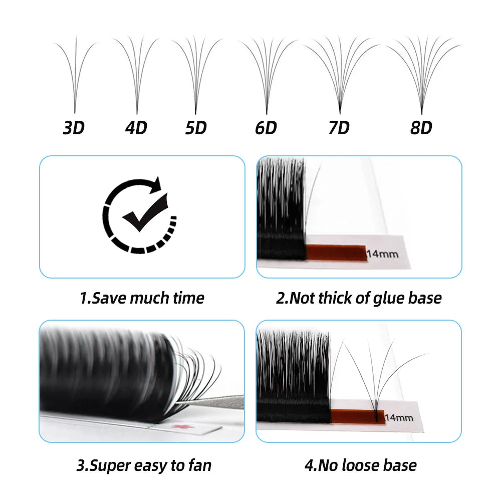 AGUUD Easy Fan Lashes Eyelash Extension Faux Mink Auto Flowering Rapid blooming fans Individual Eyelash Extension Easy Fanning