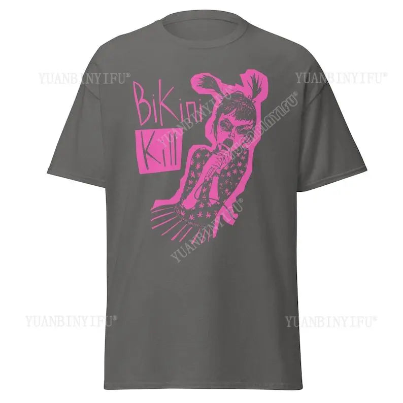 Bikini Kill T-Shirt Fashion, Gothic Death New Metal Band, Short Sleeve cotton Vintage round neck Streetwear Tees Short Sleeve