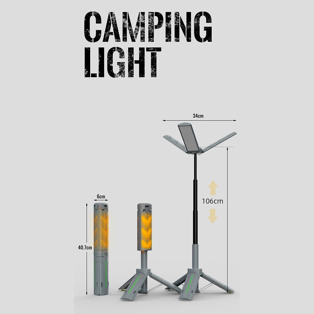 Telescopic Camping Lantern with Stand (40" Tripod) Rechargeable Camping Light 8000mAh & Lantern Flashlight 360° LED Heads