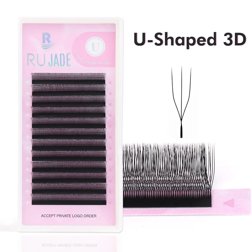 NEW U-Shaped 3D 4D 5D Eyelash Extension Faux Mink Premade Fans Lashes Easy to Apply 3D Volume Hand Woven U Shape W Style Eyelash