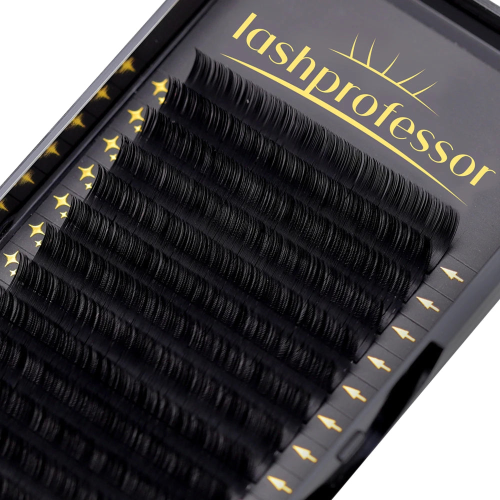 Lashprofessor Individual Eyelash Extension Long Length Classic Lashes Extensions Trays Wholesale Matte Black Soft Mink Faux Lash