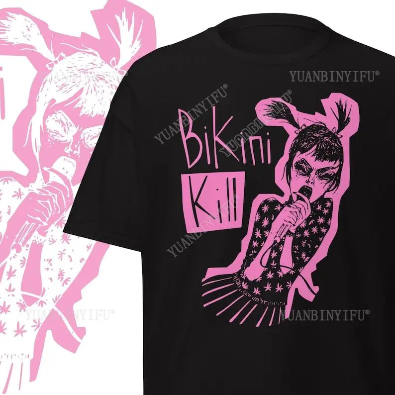 Bikini Kill T-Shirt Fashion, Gothic Death New Metal Band, Short Sleeve cotton Vintage round neck Streetwear Tees Short Sleeve