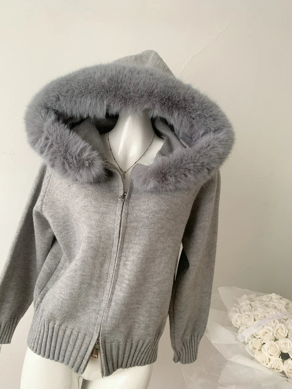 Winter Women Old Money Shoujo Girl Long Sleeve Full Zip Cardigan Sweater Cuddly Hoodies Knitwear 2000s Aesthetic Korean Fashion