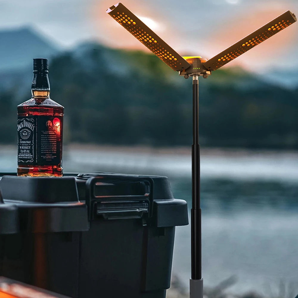 Telescopic Camping Lantern with Stand (40" Tripod) Rechargeable Camping Light 8000mAh & Lantern Flashlight 360° LED Heads