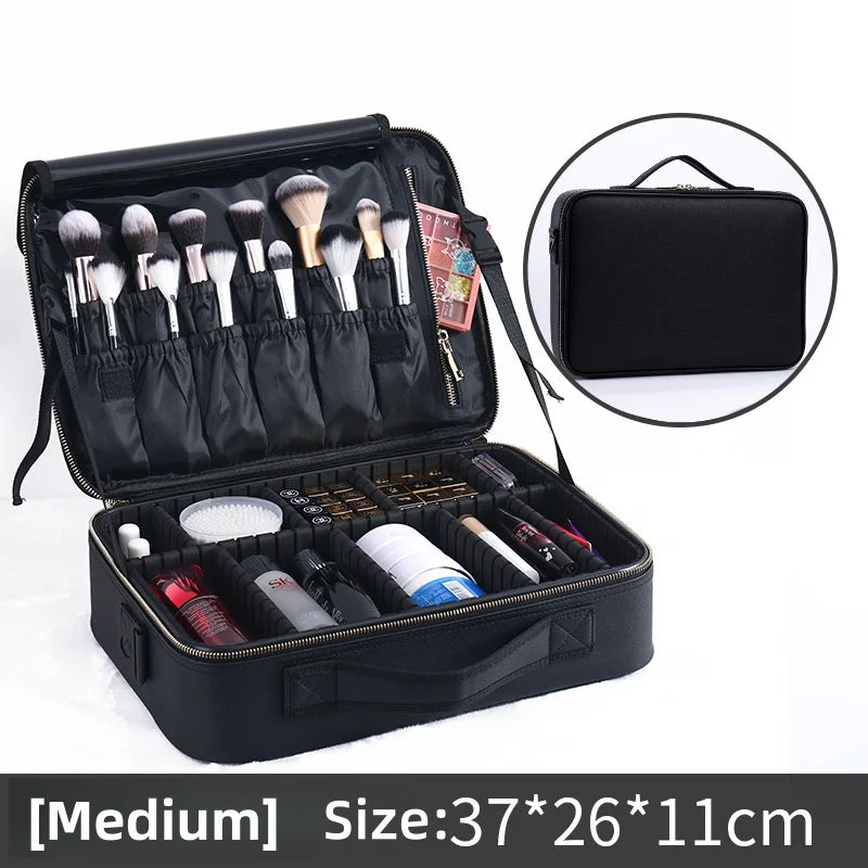 Large Capacity Makeup Box with Multi Function and Convenient Handheld Nail Art Tattoo Partition Storage Toolbox Makeup Bag