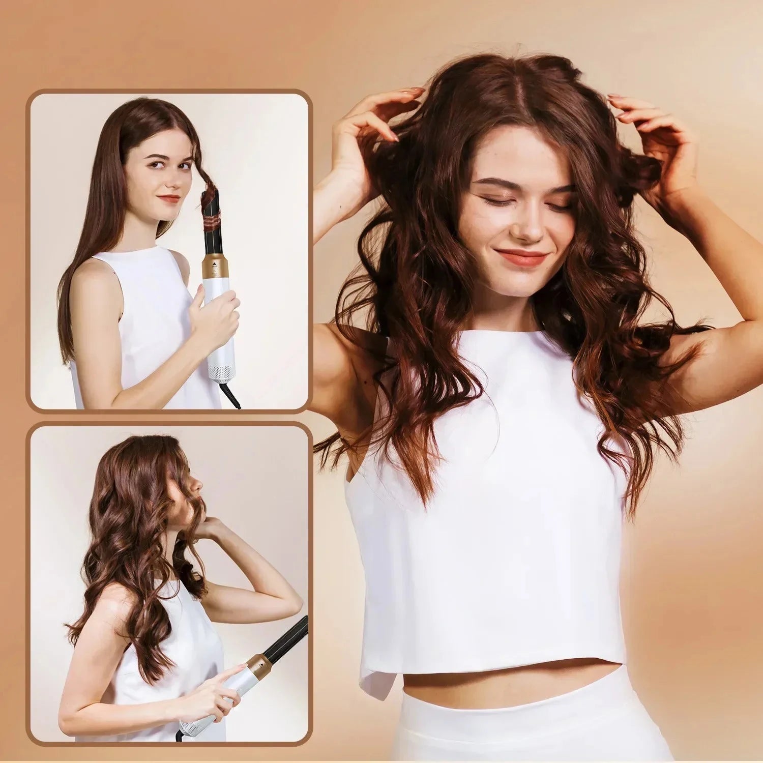 Hairdresser 5-in-1 Hair Clip Curler Hot Air Comb Automatic Curling Comb Straight Hair Comb, Hair Dryer Holiday Gift