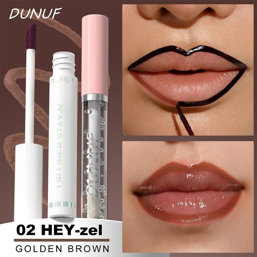 2pcs Long Lasting Peel Off Lip Liner Set With Moisturizing Non Stick Lip Oil Waterproof Stay Nourishing Liquid Care