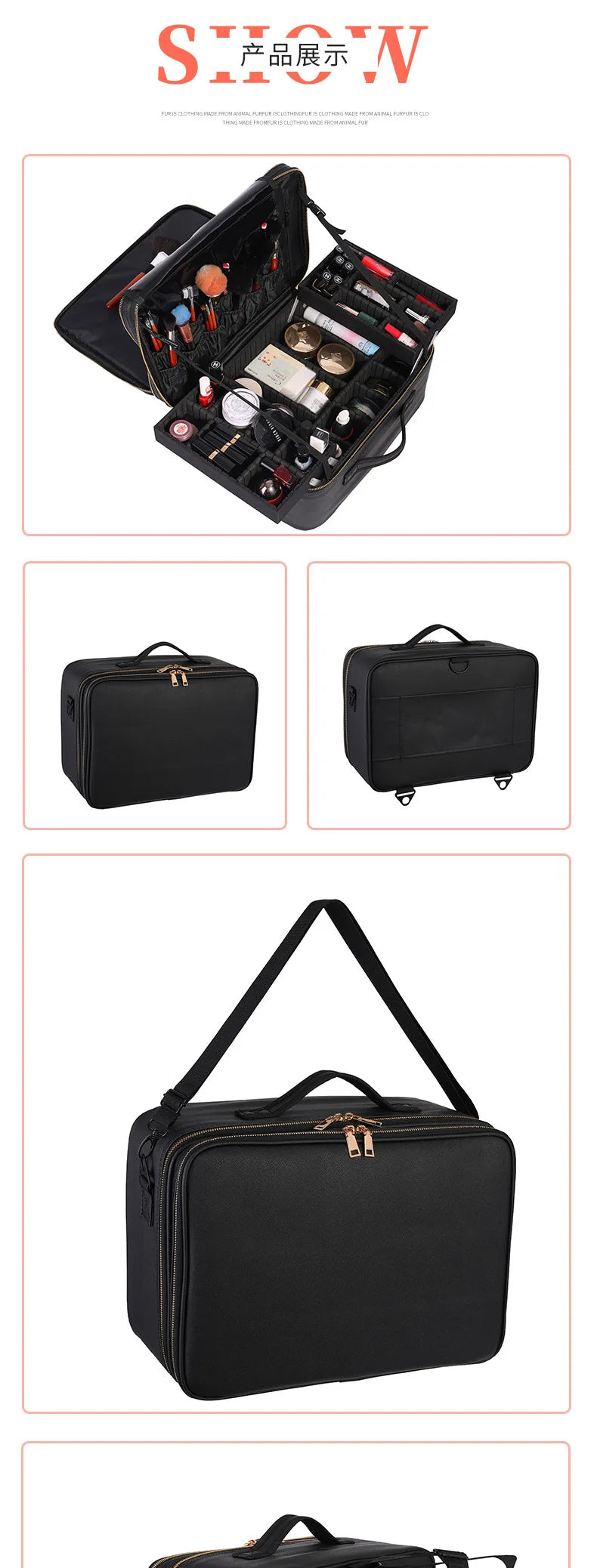 Large Capacity Makeup Box with Multi Function and Convenient Handheld Nail Art Tattoo Partition Storage Toolbox Makeup Bag
