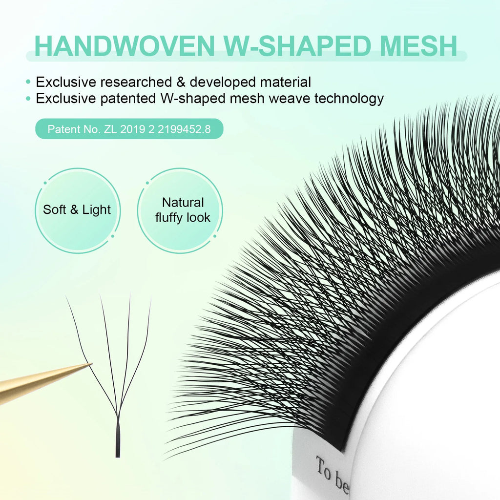 NAGARAKU 4D W Shape Lashes Hand Waved Premade Bloom Fans Mesh Eyelash Extensions Natural Soft Light Individual Matte Dense