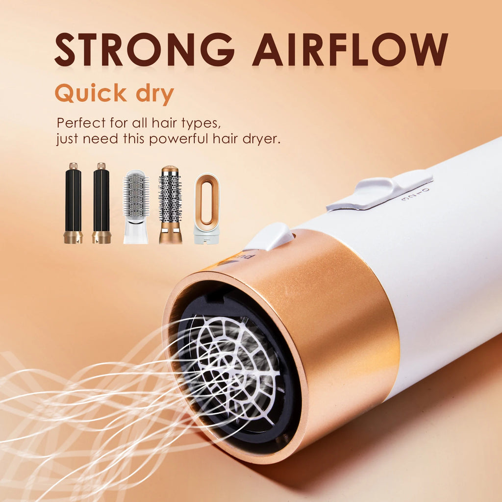 Hairdresser 5-in-1 Hair Clip Curler Hot Air Comb Automatic Curling Comb Straight Hair Comb, Hair Dryer Holiday Gift