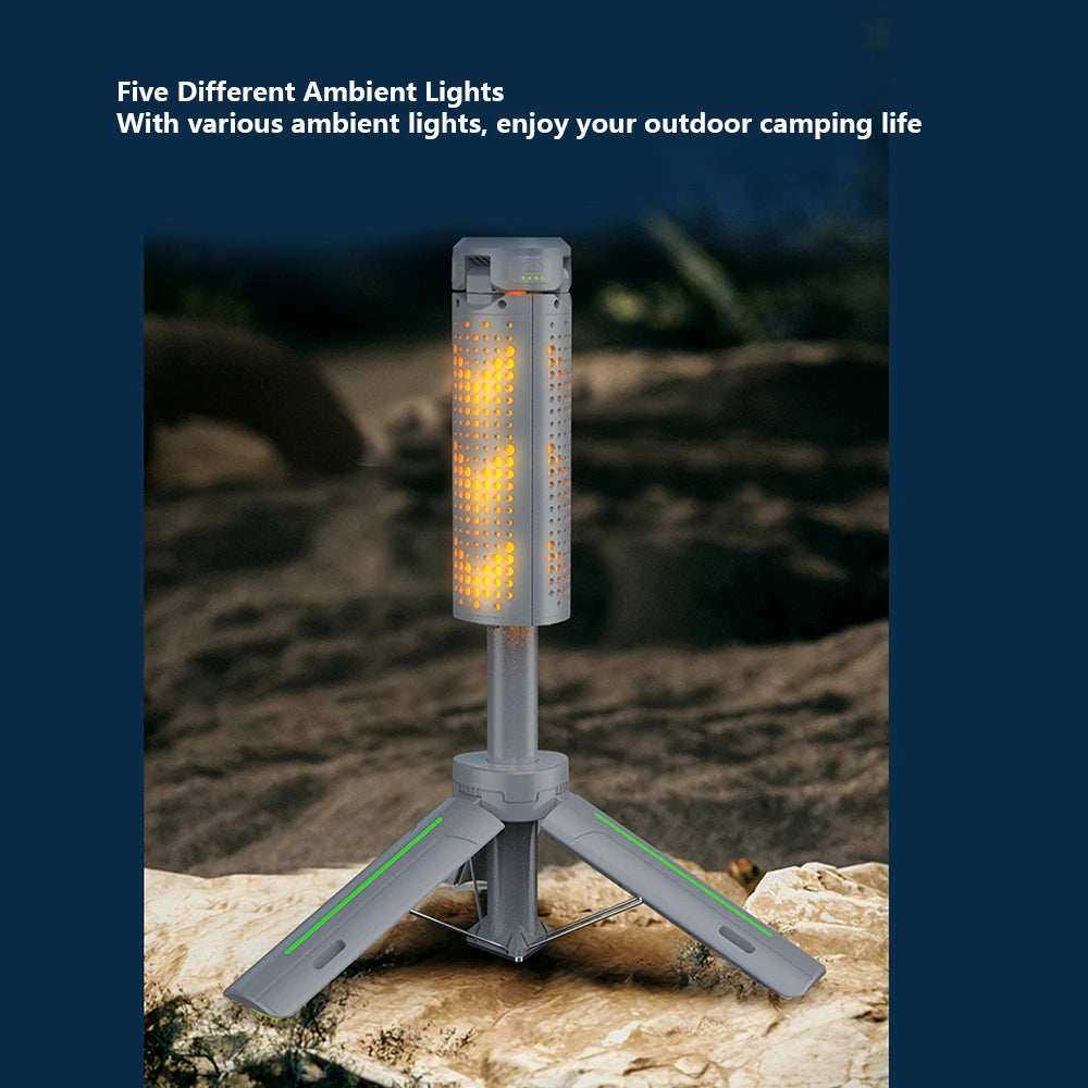 Telescopic Camping Lantern with Stand (40" Tripod) Rechargeable Camping Light 8000mAh & Lantern Flashlight 360° LED Heads