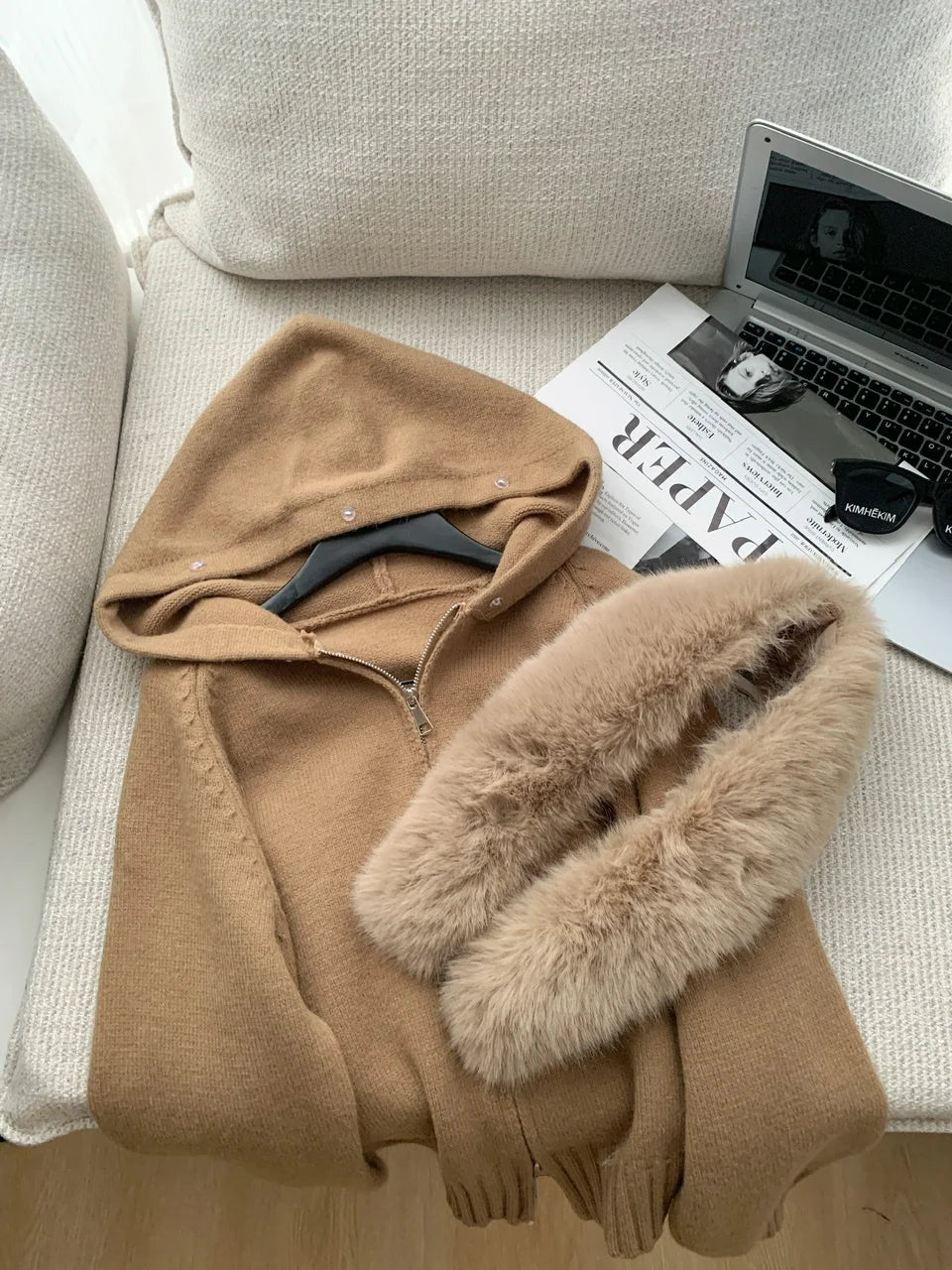Winter Women Old Money Shoujo Girl Long Sleeve Full Zip Cardigan Sweater Cuddly Hoodies Knitwear 2000s Aesthetic Korean Fashion