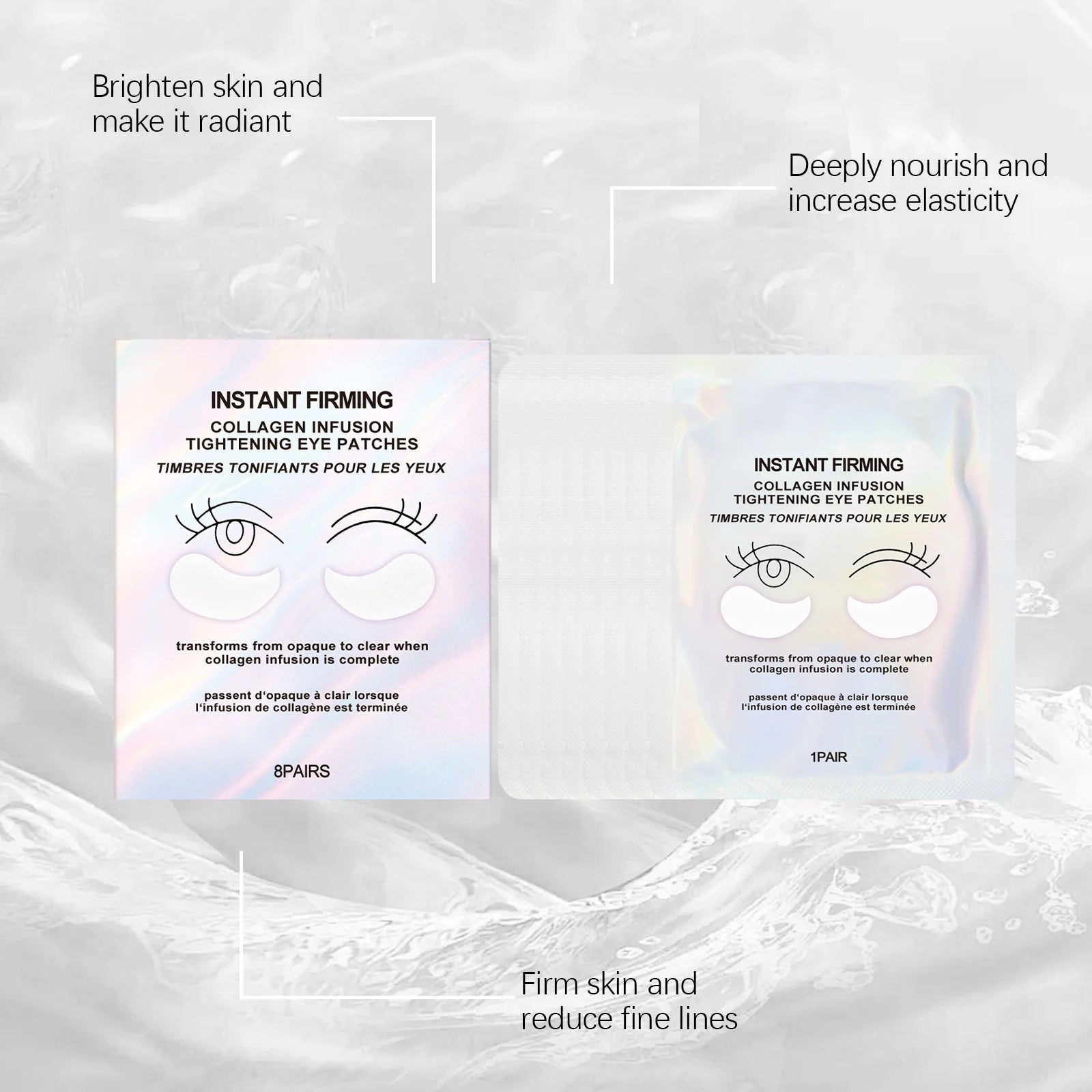 Collagen Under Eye Patches 8 Pairs Hydrogel Eye Mask for Dark Circles Puffy Eyes Wrinkles Intense Moisturizing Firming Treatment