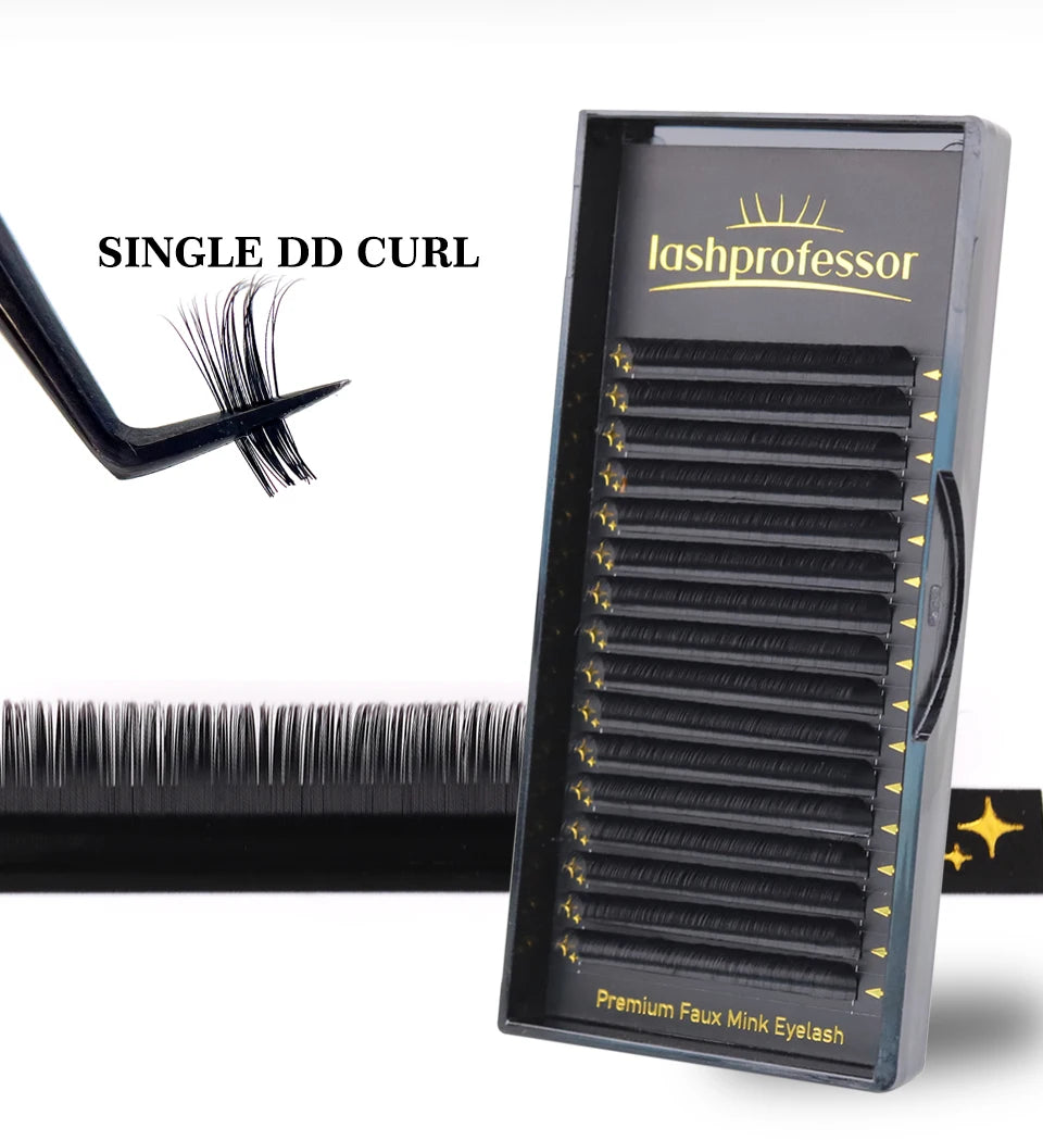 Lashprofessor Individual Eyelash Extension Long Length Classic Lashes Extensions Trays Wholesale Matte Black Soft Mink Faux Lash