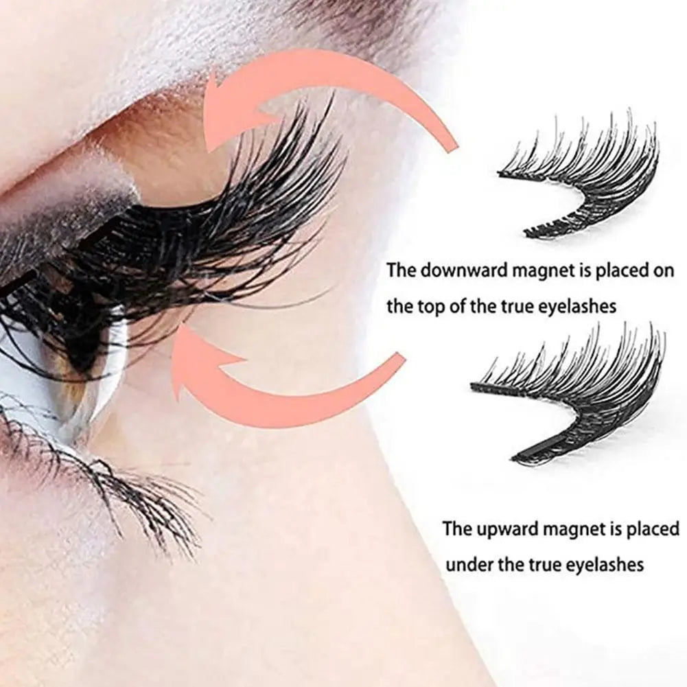 Magnetic Eyelashes Handmade 3D Natural Magnetic False Eyelashes Reusable Magnetic Eyelashes Tweezers Set For Women