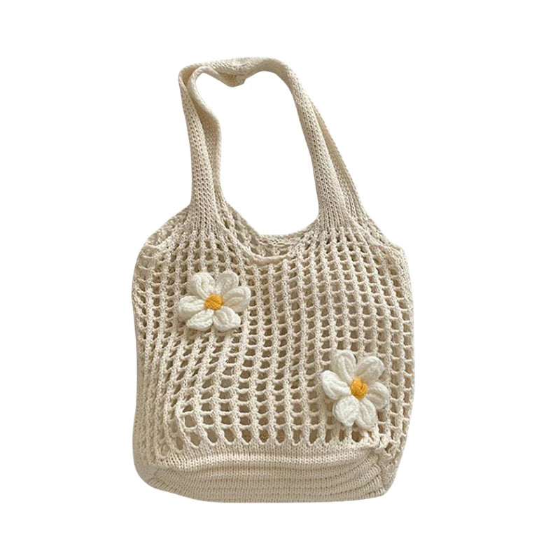 Women's Large Capacity Knitted Tote Handbag Fashion Summer Beach Bag Lightweight Casual Shoulder Chic Hobo Top Handle