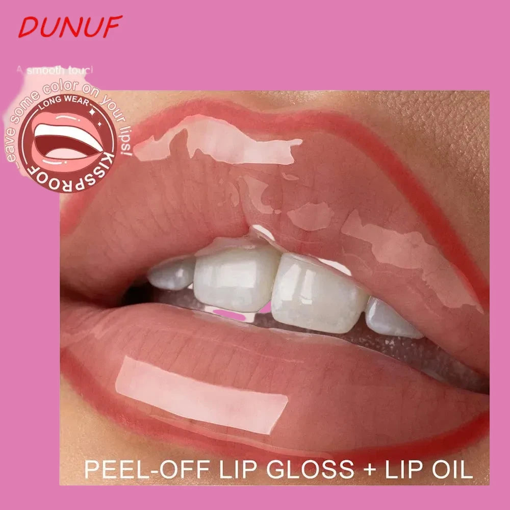 2pcs Long Lasting Peel Off Lip Liner Set With Moisturizing Non Stick Lip Oil Waterproof Stay Nourishing Liquid Care