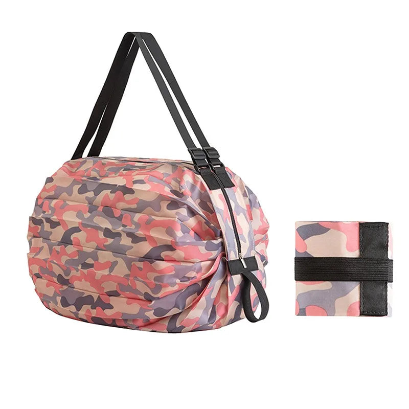 1pc Foldable Shopping Bags Foldable Storage Bag With Handle Portable Travel Camouflage Handbags Large Capacity Nylon Bag