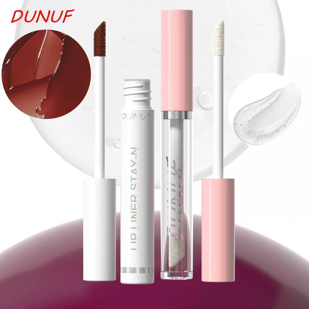 2pcs Long Lasting Peel Off Lip Liner Set With Moisturizing Non Stick Lip Oil Waterproof Stay Nourishing Liquid Care