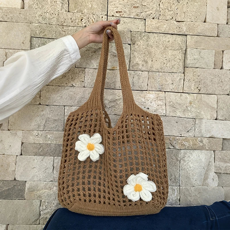 Women's Large Capacity Knitted Tote Handbag Fashion Summer Beach Bag Lightweight Casual Shoulder Chic Hobo Top Handle