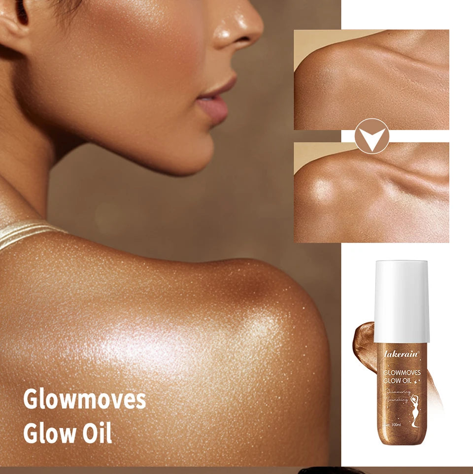 Glowmotions Glow Body Oil 100ml Hydrating Softening Brazilian Shimmer Bronze Non-Greasy Non-Sticky Formula for Beachside Party