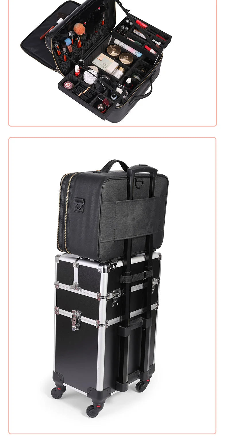 Large Capacity Makeup Box with Multi Function and Convenient Handheld Nail Art Tattoo Partition Storage Toolbox Makeup Bag