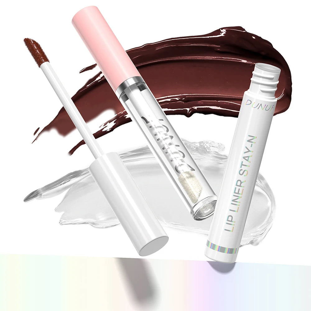 2pcs Long Lasting Peel Off Lip Liner Set With Moisturizing Non Stick Lip Oil Waterproof Stay Nourishing Liquid Care