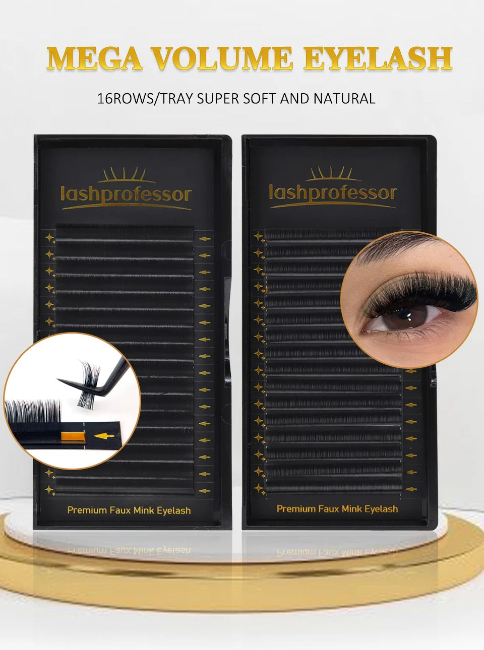 Lashprofessor Individual Eyelash Extension Long Length Classic Lashes Extensions Trays Wholesale Matte Black Soft Mink Faux Lash