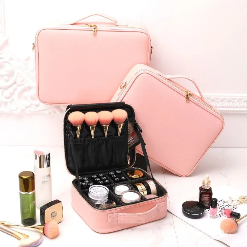 Large Capacity Makeup Box with Multi Function and Convenient Handheld Nail Art Tattoo Partition Storage Toolbox Makeup Bag
