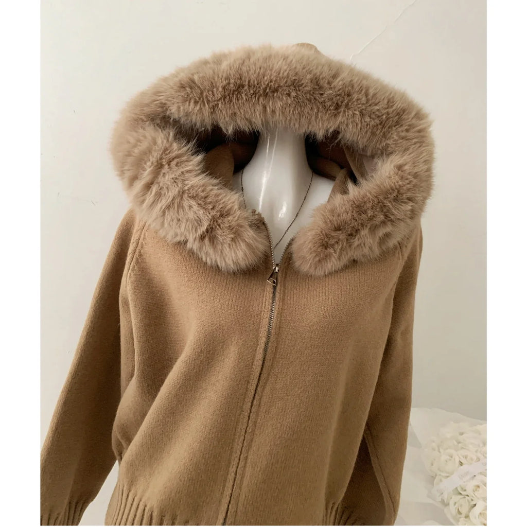 Winter Women Old Money Shoujo Girl Long Sleeve Full Zip Cardigan Sweater Cuddly Hoodies Knitwear 2000s Aesthetic Korean Fashion