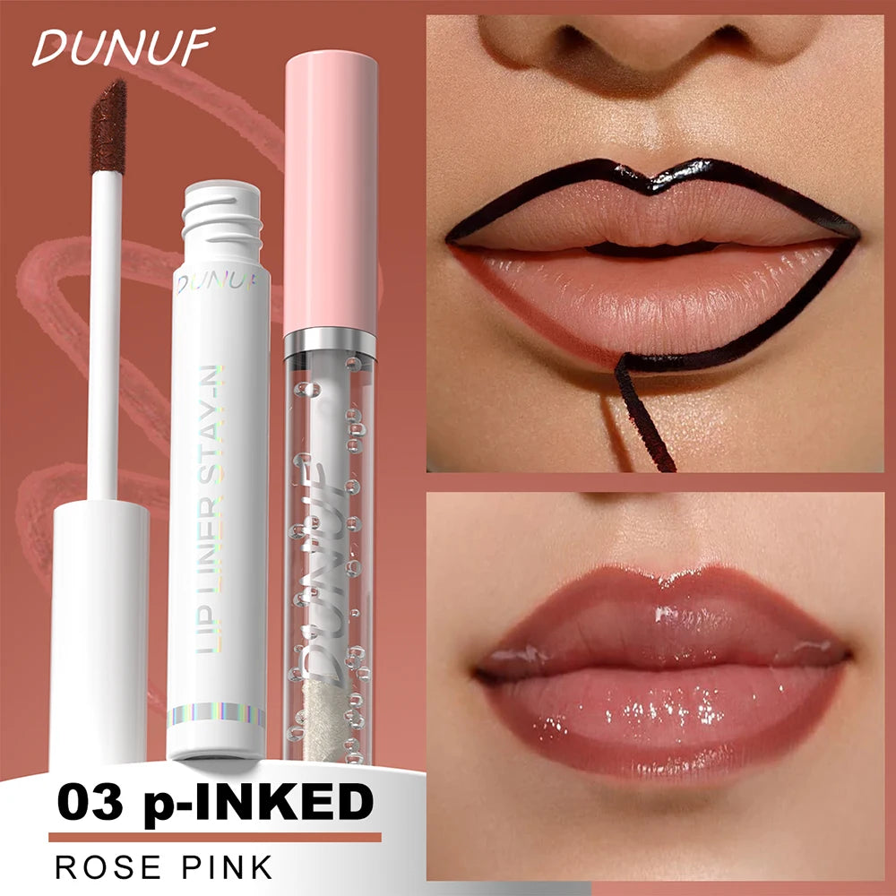 2pcs Long Lasting Peel Off Lip Liner Set With Moisturizing Non Stick Lip Oil Waterproof Stay Nourishing Liquid Care