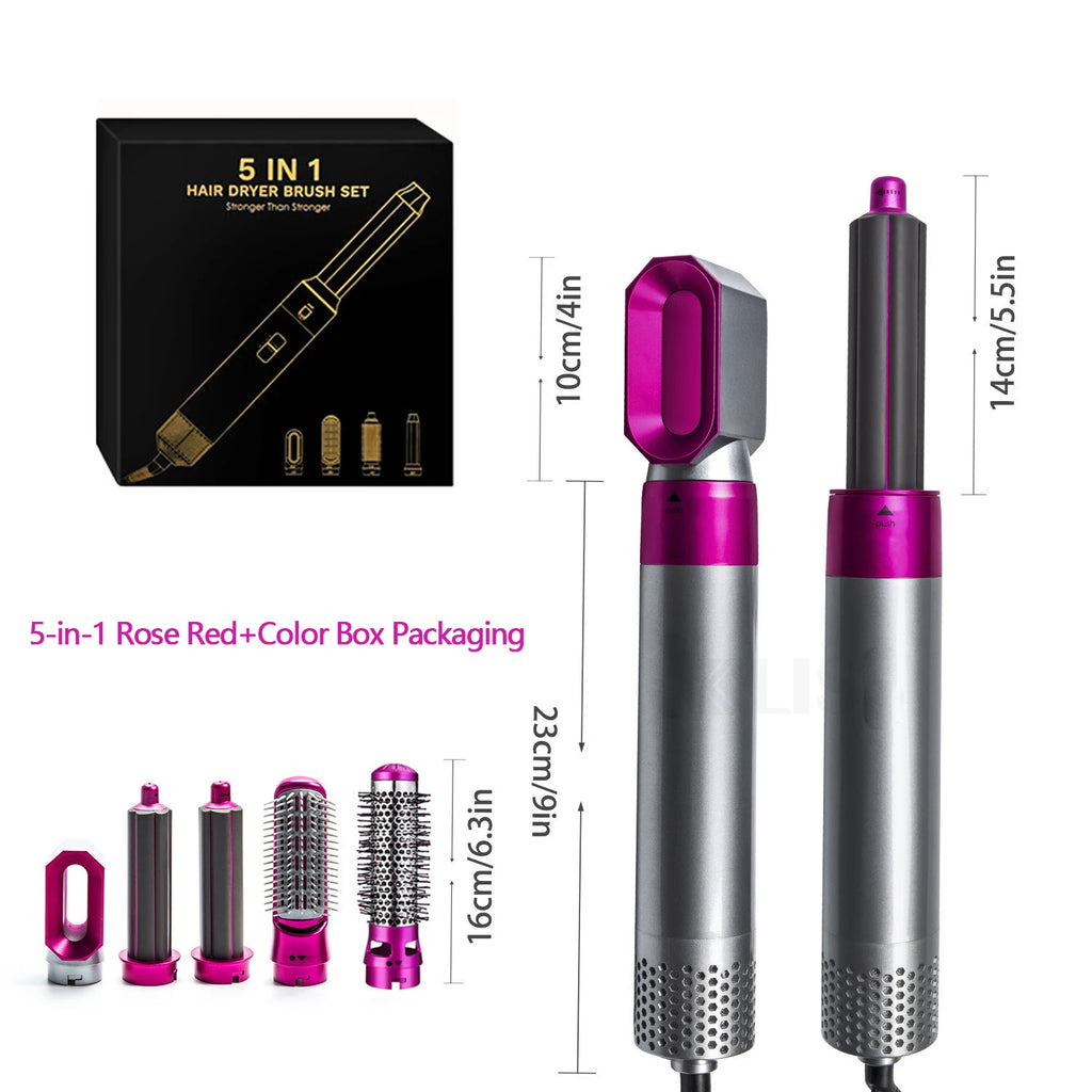 Hairdresser 5-in-1 Hair Clip Curler Hot Air Comb Automatic Curling Comb Straight Hair Comb, Hair Dryer Holiday Gift