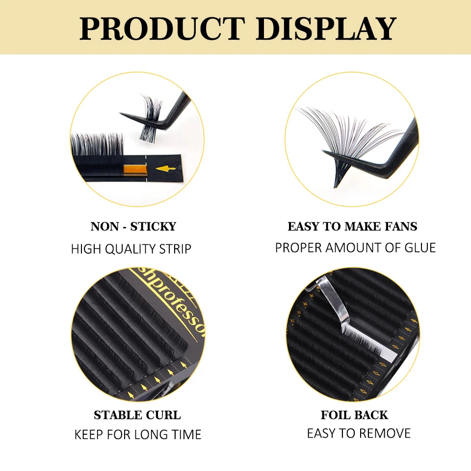 Lashprofessor Individual Eyelash Extension Long Length Classic Lashes Extensions Trays Wholesale Matte Black Soft Mink Faux Lash