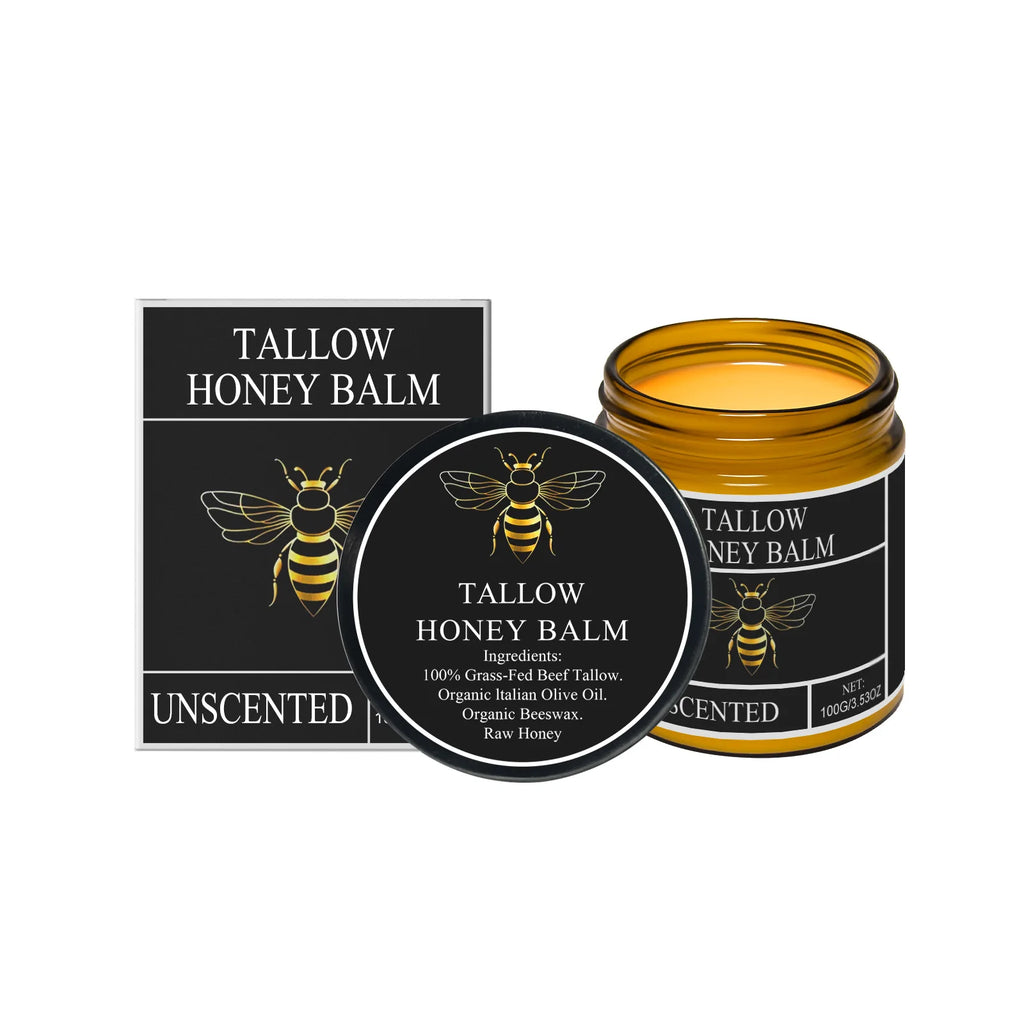 Beef Tallow for Skin Tallow and Honey Balm Organic Grass Fed Whipped Facial Moisturizer Cream Deeply Moisturizing Body Lotion