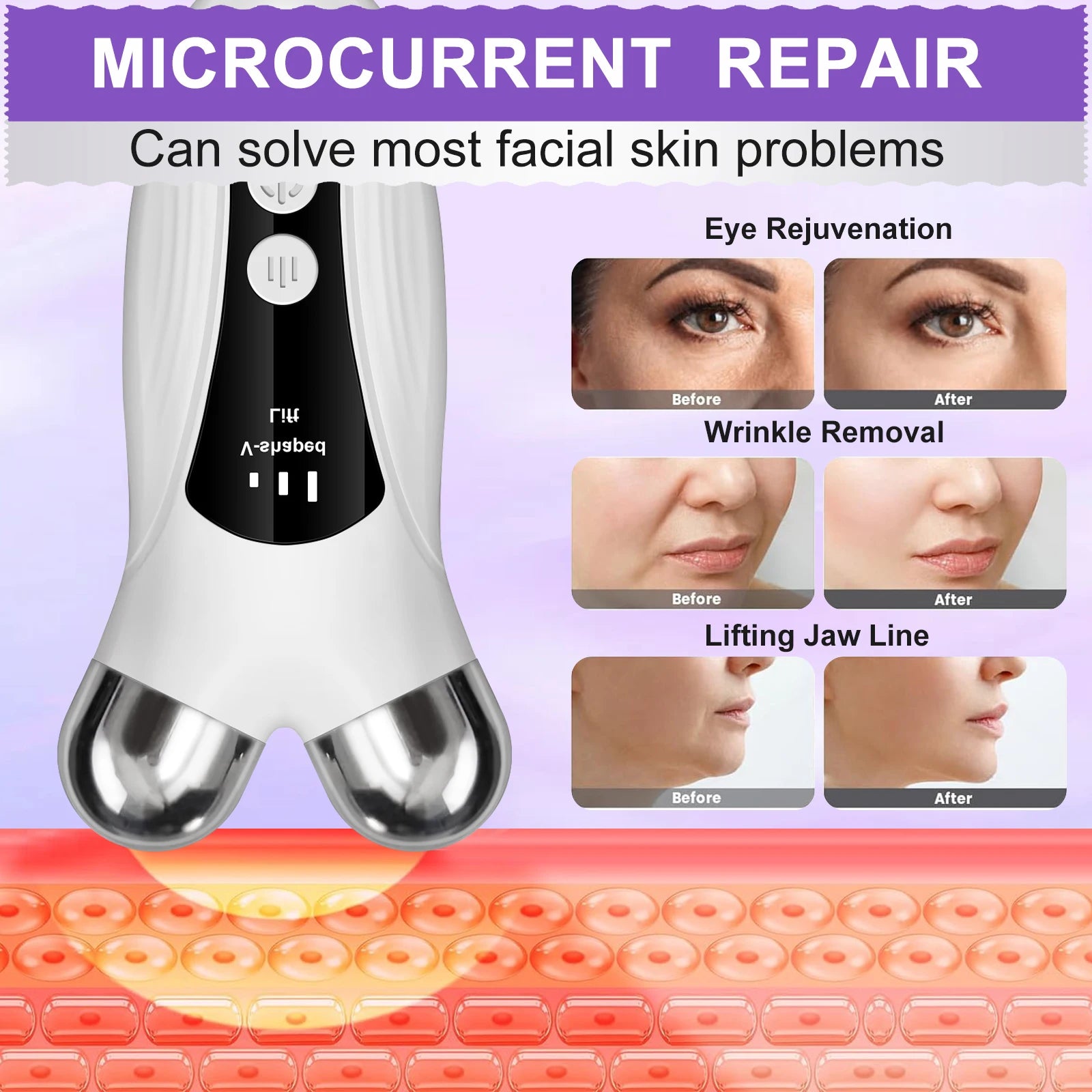 Face Microcurrent Massager Vibrator - Skin Beauty Equipment Visage Vibration Device for Facial Skin Care